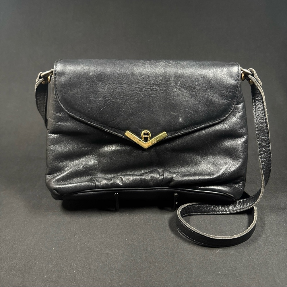 Vtg Etienne Aigner Shoulder Purse Handbag Strap Small Bag Genuine Leather Black